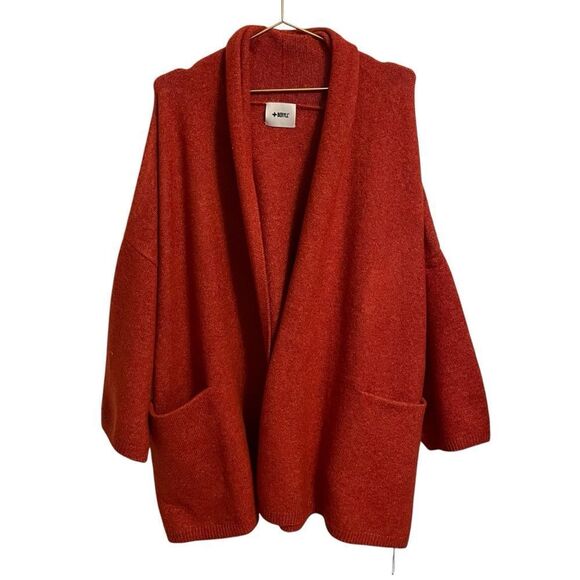 Beryll Cocoon Cashmere Cardigan Oversized Open Front Rust OS NWT - Picture 1 of 7